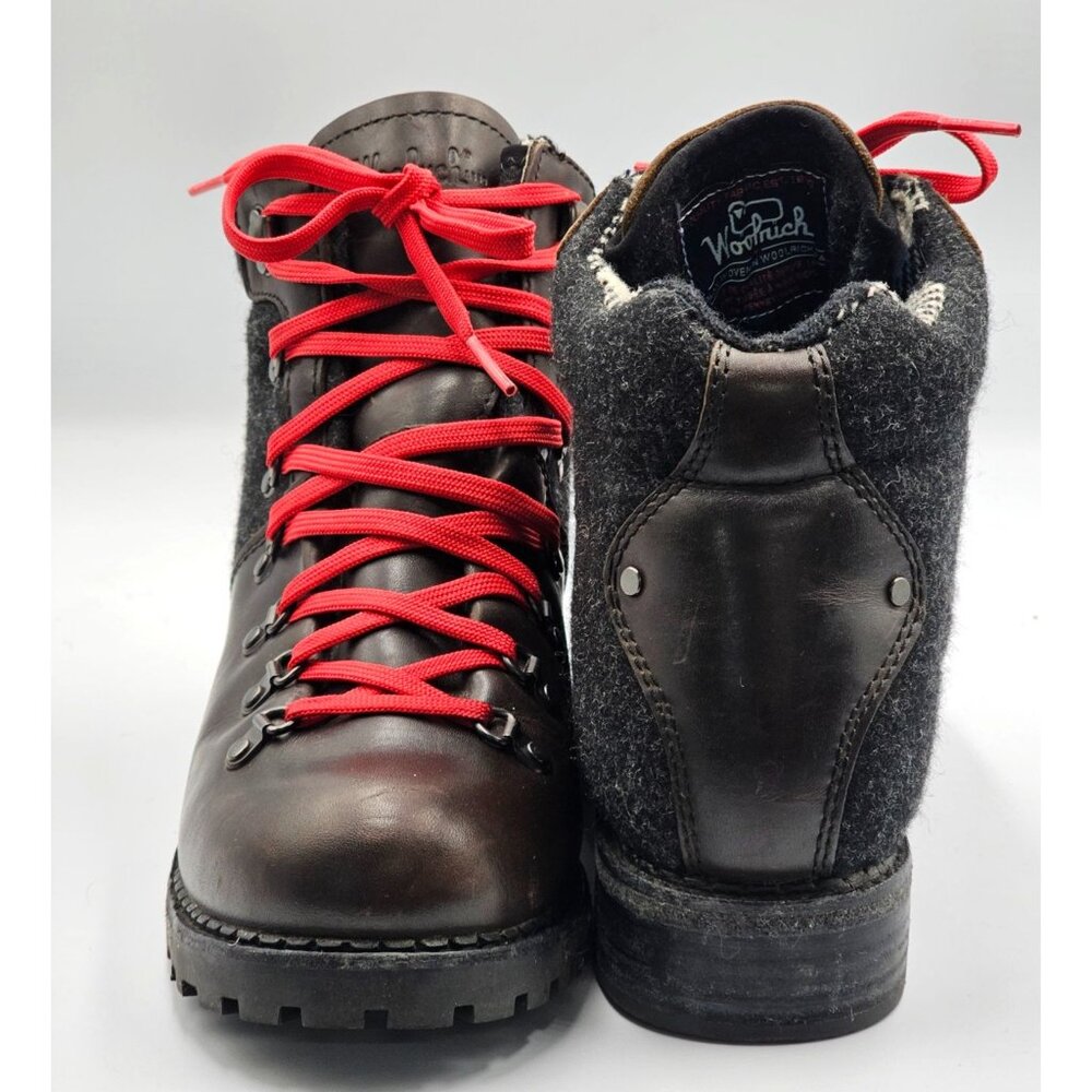 Woolrich Rockies Women's Brown Leather Dark Gray Wool Hiking Boots Sz 9.5 2908 - Picture 11 of 16